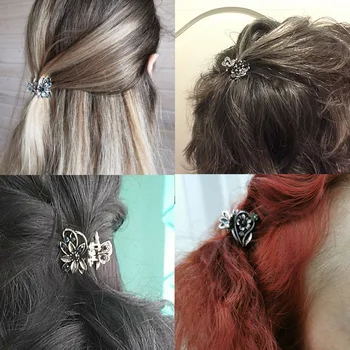 Малки луксозни кристални фиби древния Сребърен цвят за коса, за жени, момичета, Цвете, Пеперуда, щипки за коса, Аксесоари, Щипки за коса
