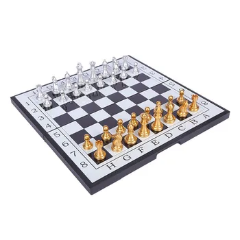 Златни Сребърни фигури Магнитен шах Сгъваема Шахматната дъска, Магнитно Шах с Магнит Интерактивни Забавления за Свободното време